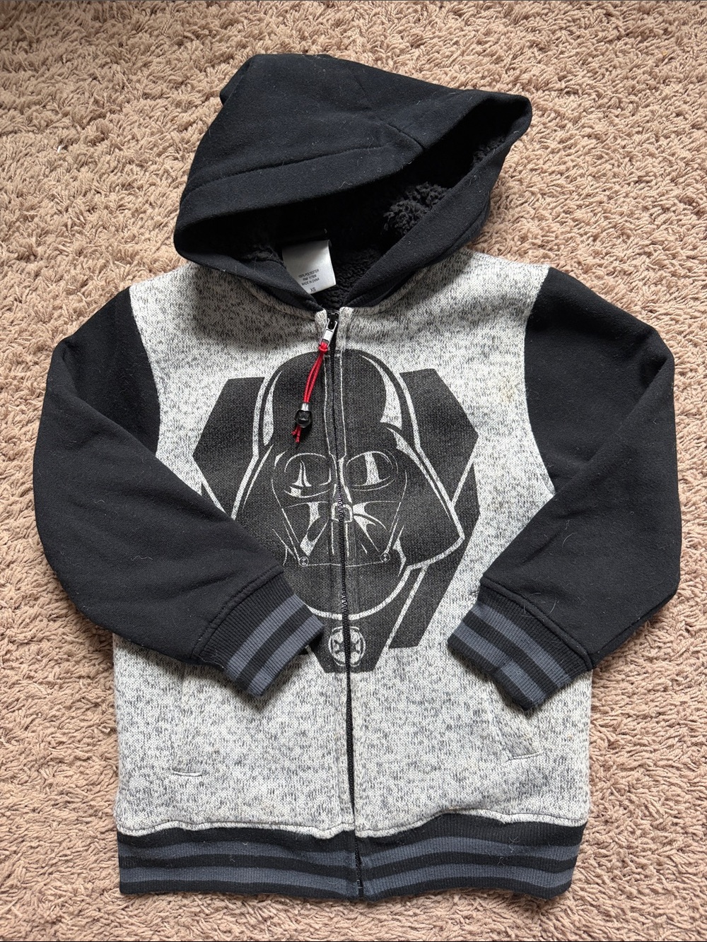 Star Wars Black & Heather Gray Kids Zip-Up Hoodie with Darth Vader
